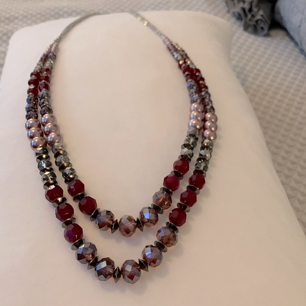 Necklace- Beautiful beaded- double strand necklace